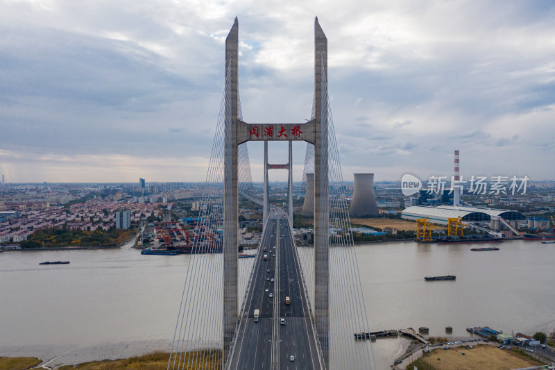 上海浦江闵浦大桥航拍建筑风光