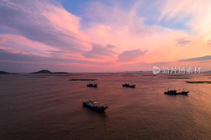 福建霞浦东壁海上滩涂日落晚霞火烧云风光