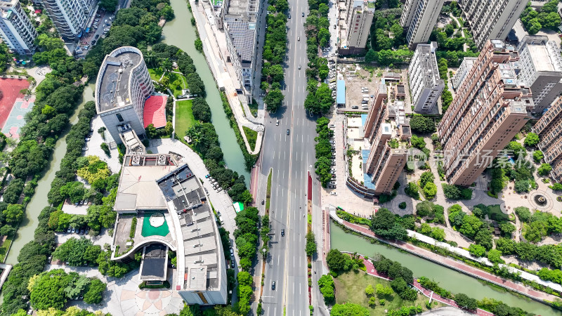 莆田城市交通航拍图