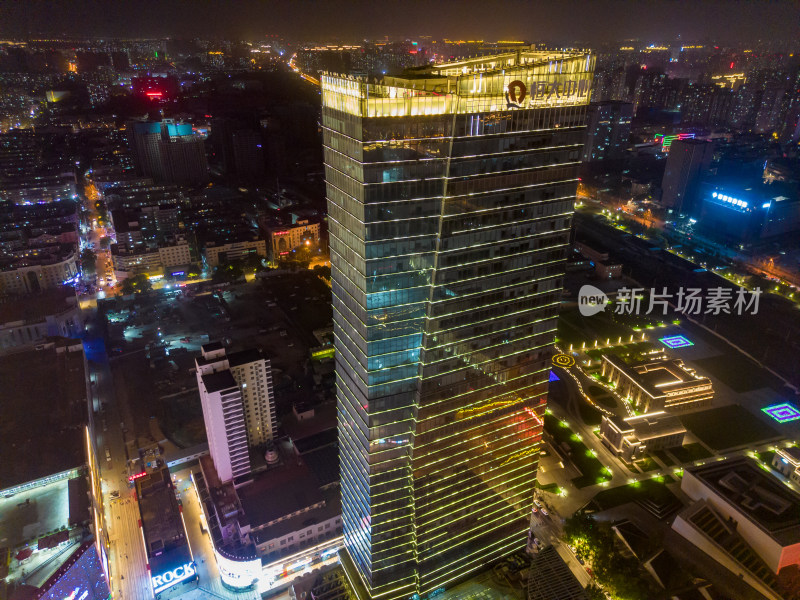 河北石家庄城市夜景灯光航拍摄影图