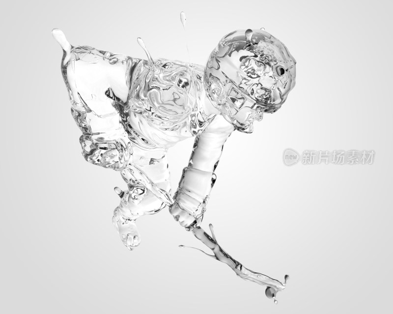 冰球运动员在渐变背景下水液体流体质感