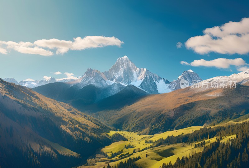 雪山高原草原森林风景