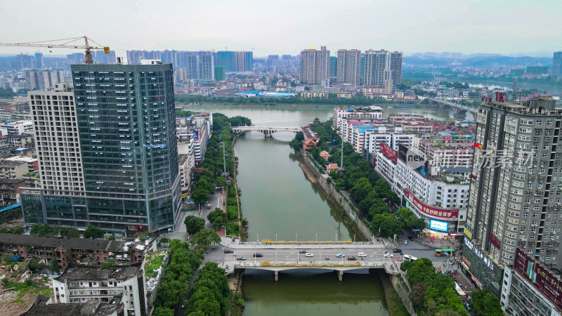 航拍湖南邵阳绍水风光带