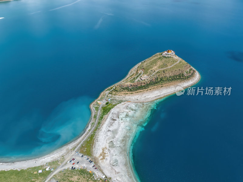 西藏山南羊卓雍措日托寺孤独寺庙高空航拍