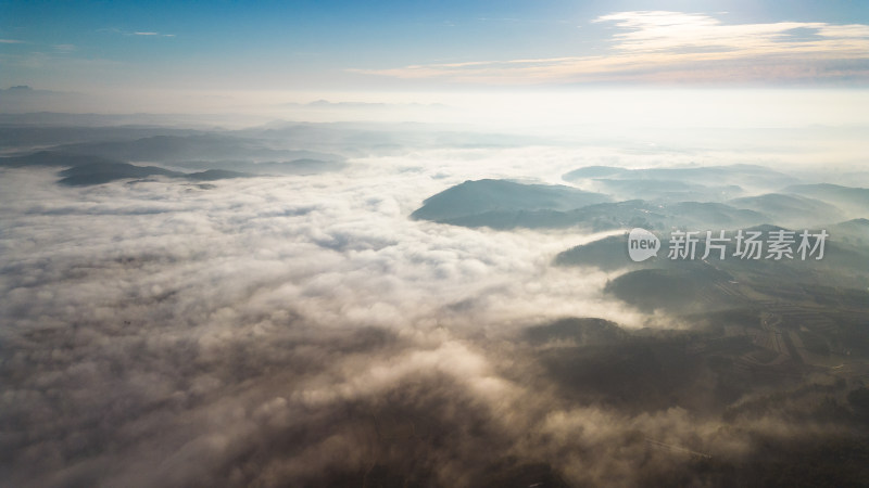 航拍山川清晨云海云雾风景