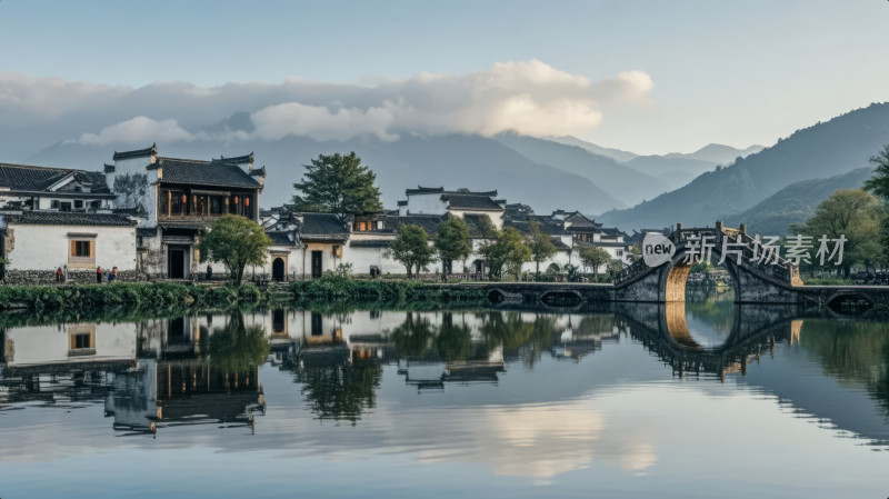 江南水乡古镇小桥流水人家旅游宣传背景