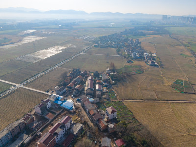 乡村田野航拍全景