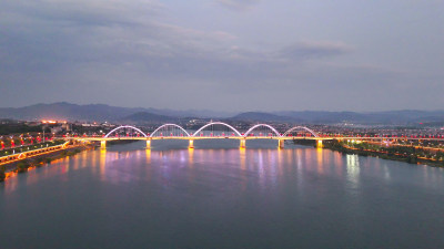 陕西安康东坝汉江大桥夜景