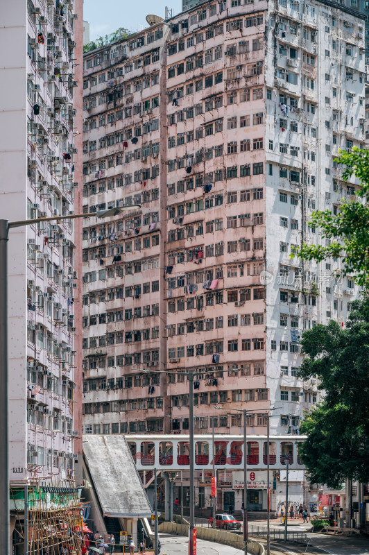 中国香港密集建筑怪兽大厦风光