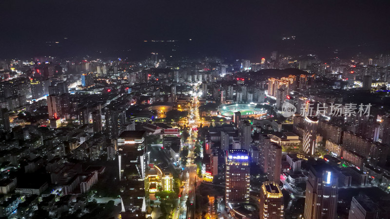 莆田城市大景夜景灯光航拍图