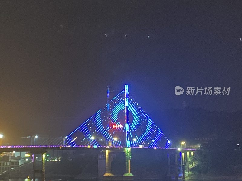 广西梧州江边夜景  云龙桥景色