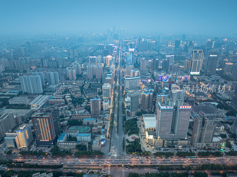 航拍西安高楼CBD灯光夜景