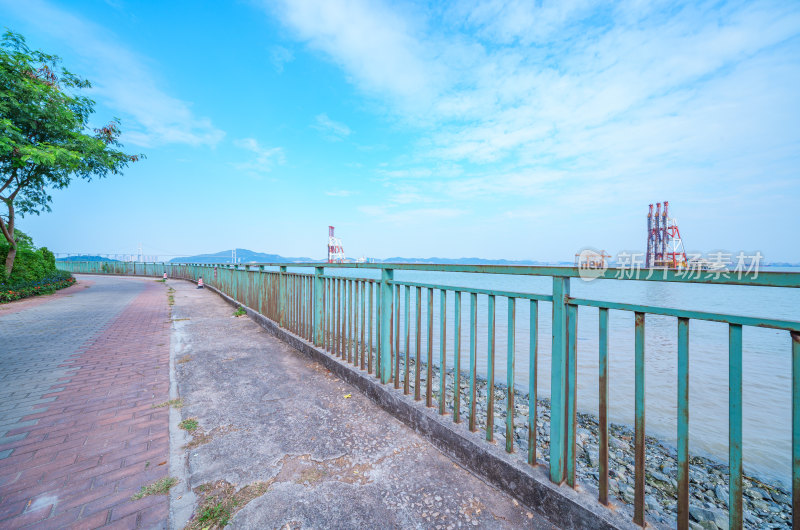 广州南沙蒲洲渔港海湾码头海景风光