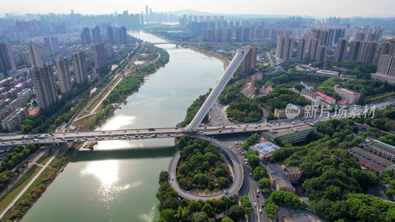 航拍湖南长沙城市大景