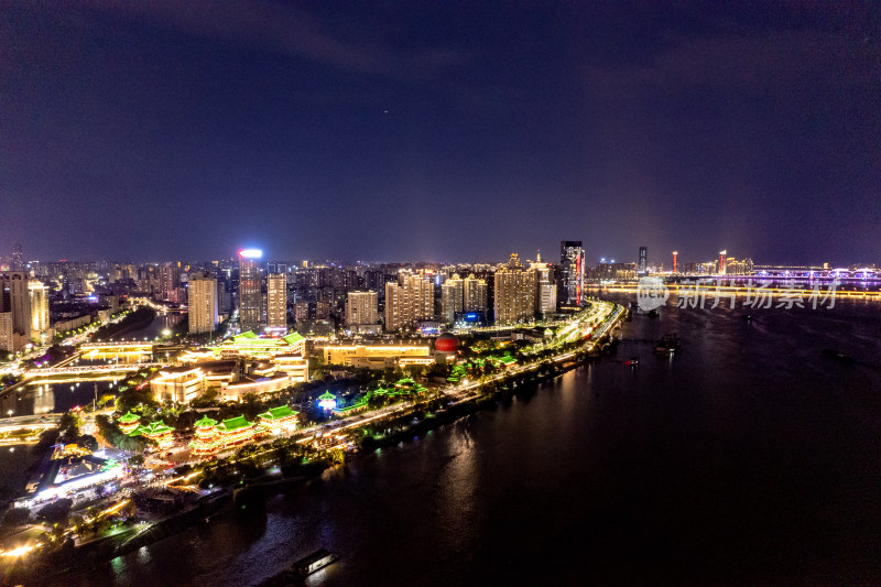 南昌城市夜景灯光航拍图