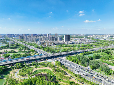 航拍江苏苏州昆山城市建筑风光大景