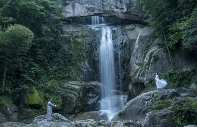 浙江天台山石梁飞瀑风景