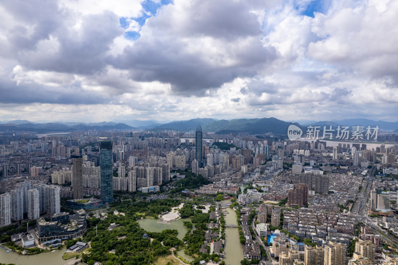 浙江温州城市风光航拍图