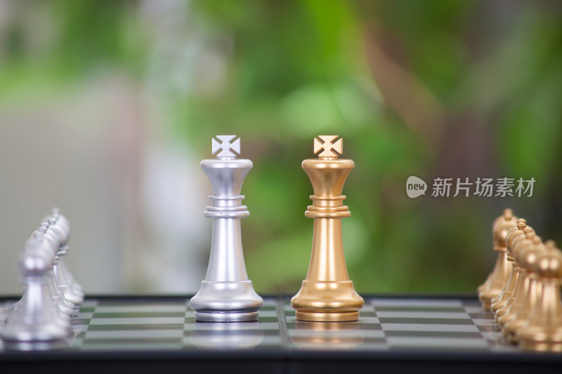 国际象棋棋盘上双方的王棋子在对决