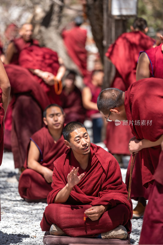 西藏拉萨色拉寺辩经修行僧侣的日常