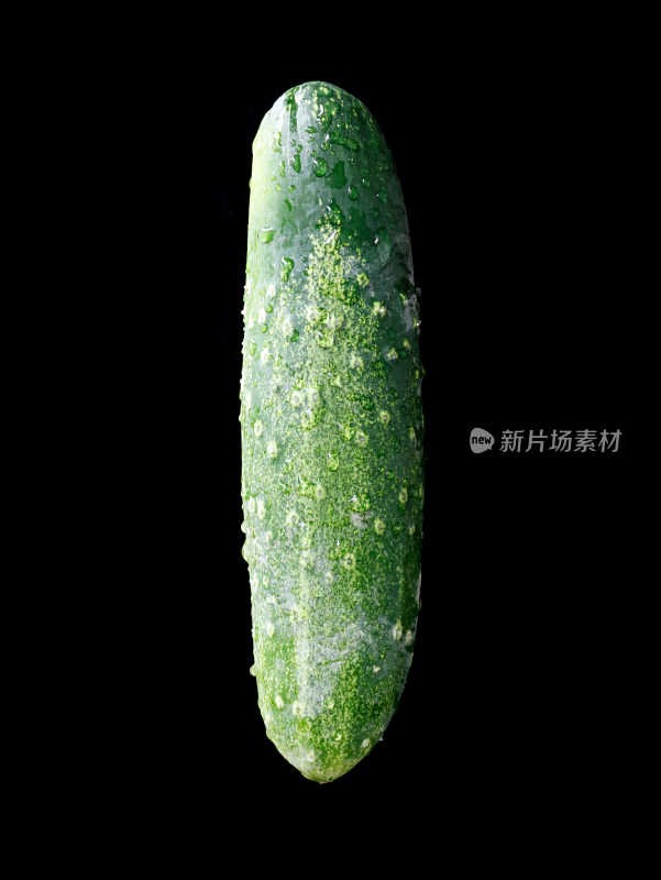 黑色背景上的蔬菜黄瓜青瓜的特写