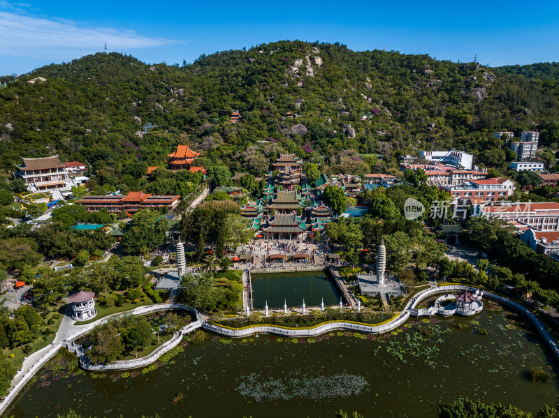 福建厦门南普陀寺航拍思明区城市建筑