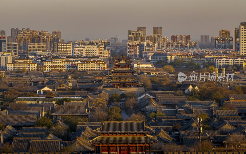 山东省聊城市东昌府区聊城古城航拍