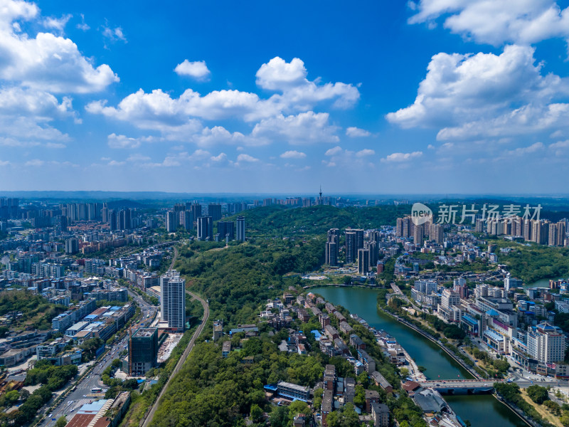 四川自贡城市风光航拍图