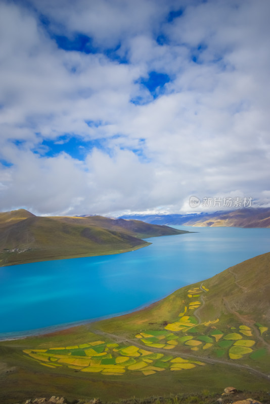 西藏羊湖山水自然风景