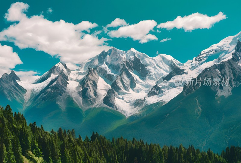 雪山高原草原森林风景