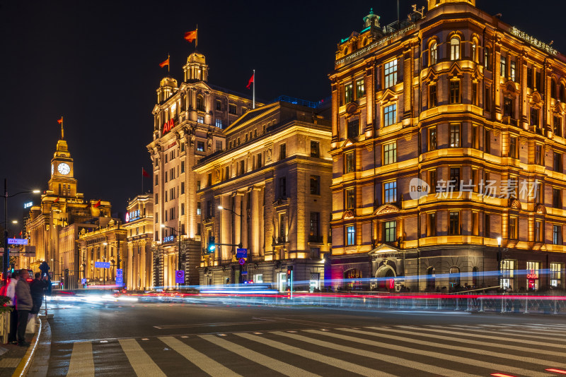 上海外滩万国建筑博览群城市建筑夜景风光