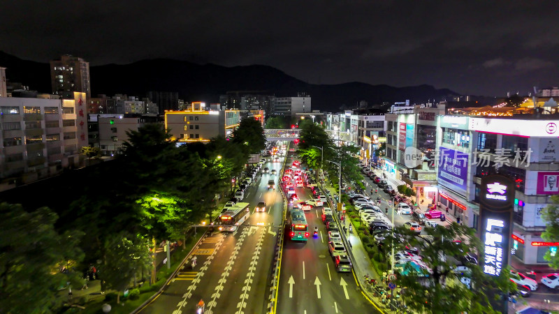 深圳城市夜景交通航拍图