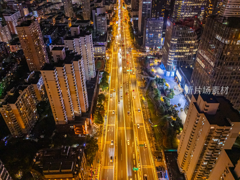 航拍上海鲁班路立交桥夜景