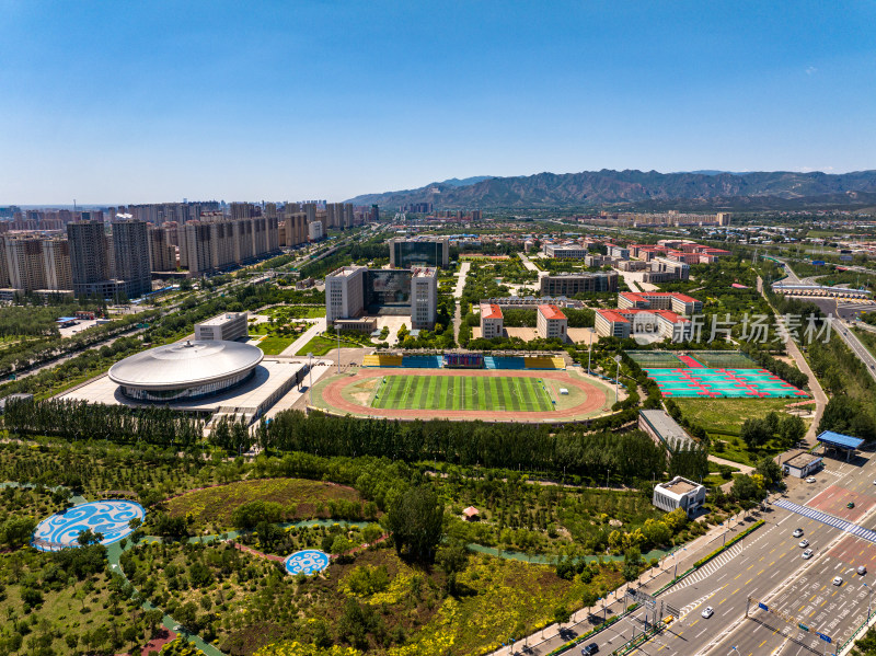 呼和浩特内蒙古财经大学全景鸟瞰图