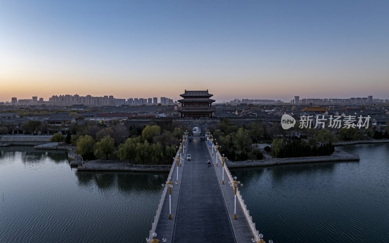 山东省聊城市东昌府区聊城古城航拍