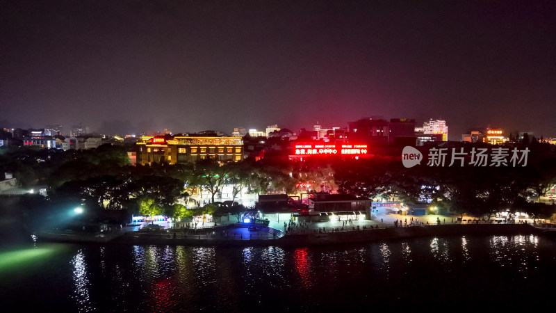 桂林象鼻山夜景航拍图