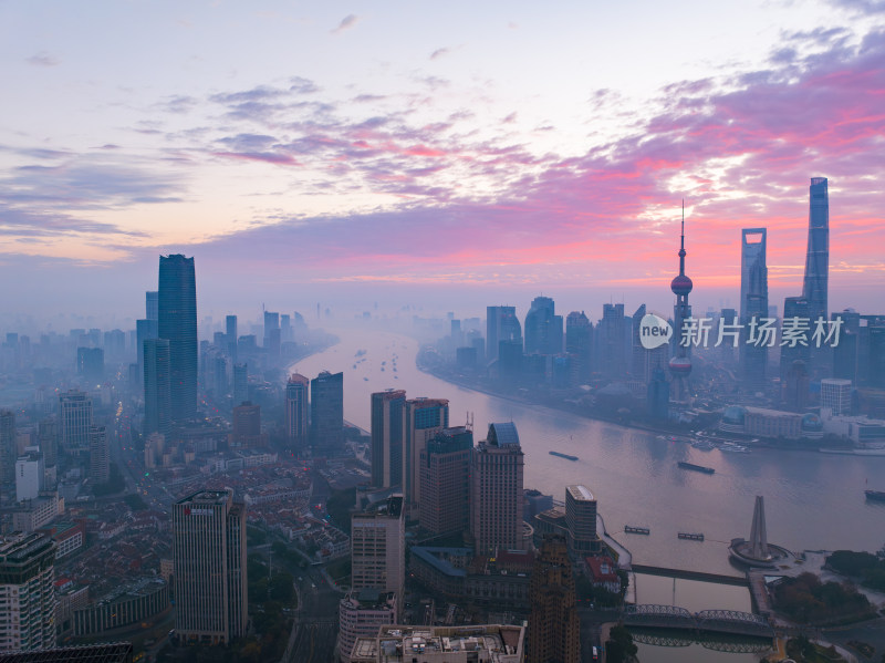 上海城市夜景陆家嘴浦西全景