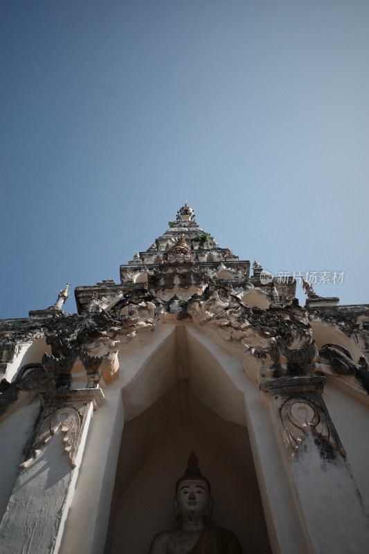 泰国清迈寺庙佛塔建筑特写