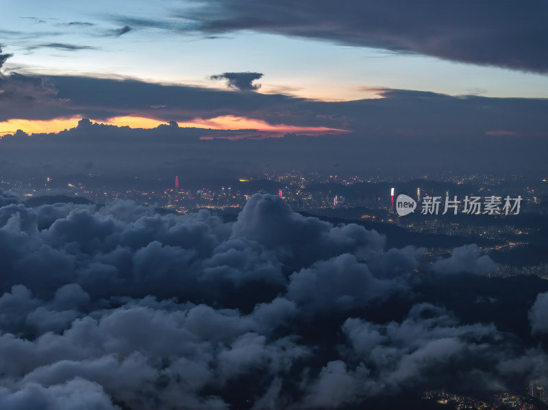 香港维多利亚港CBD中环夜景日出高空航拍