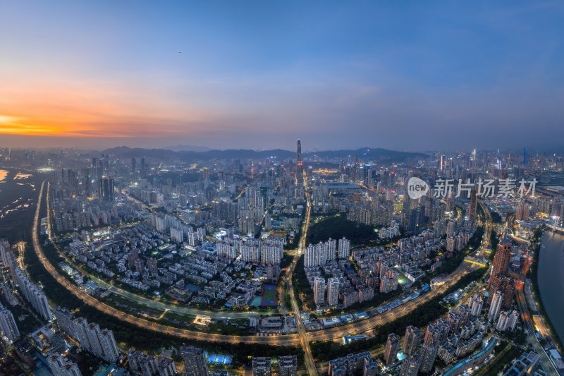 深圳福田CBD大湾区平安大厦夜景蓝调航拍