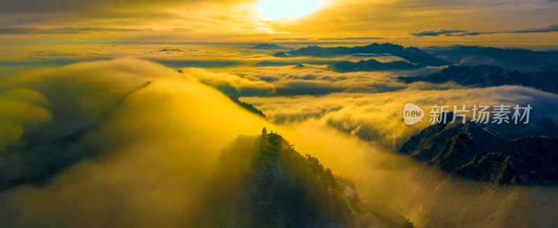 山脉日出云海航拍辽阔高远壮观背景自然风景