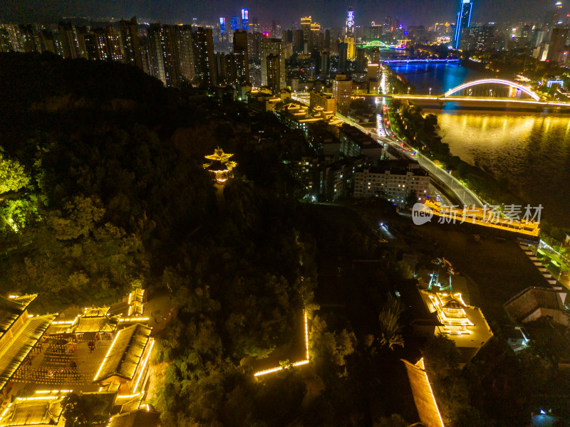 兰州黄河夜景航拍图