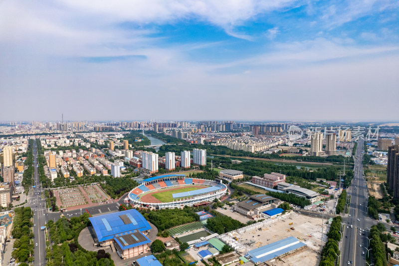 河南漯河体育中心周边建筑航拍图