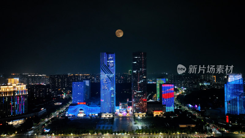 城市夜景建筑风光航拍摄影照片广东江门