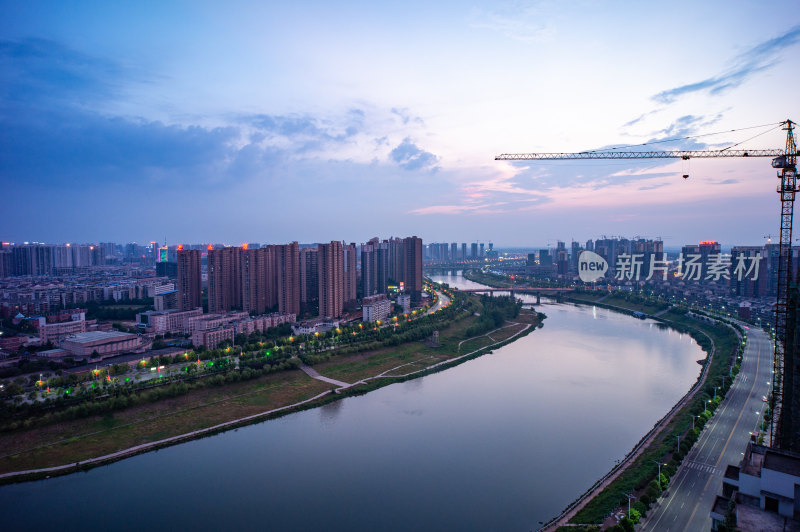 航拍衡阳市湘江风光