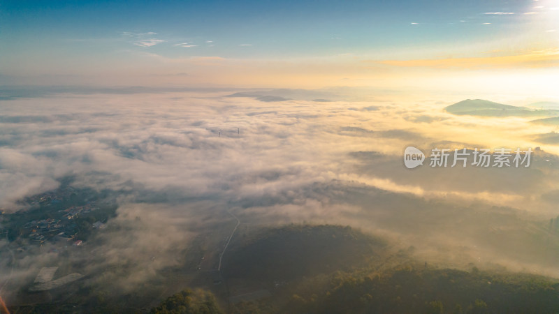 航拍山川清晨云海云雾风景