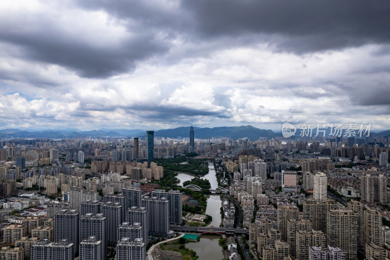 浙江温州城市风光航拍图