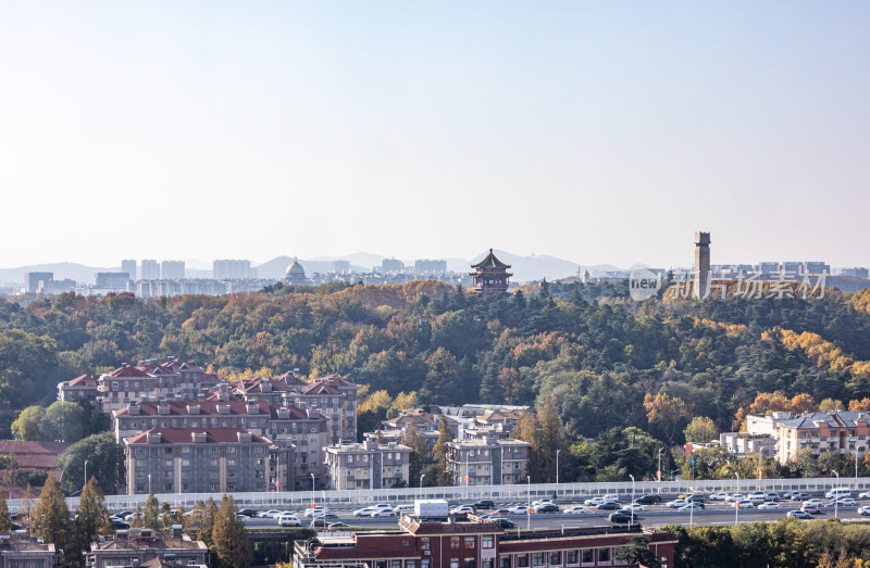 南京雨花台城市山林景观全景