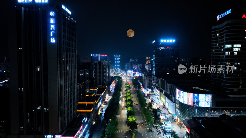 城市夜景建筑风光航拍摄影照片广东江门