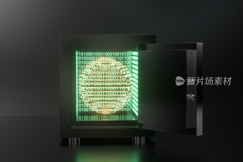 数字科技感金属保险箱 三维渲染